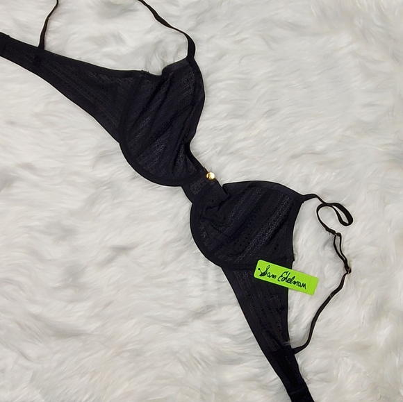 NEW Sam Edelman Black Geo Mesh Underwire Bra 32C 34DD - Picture 5 of 8